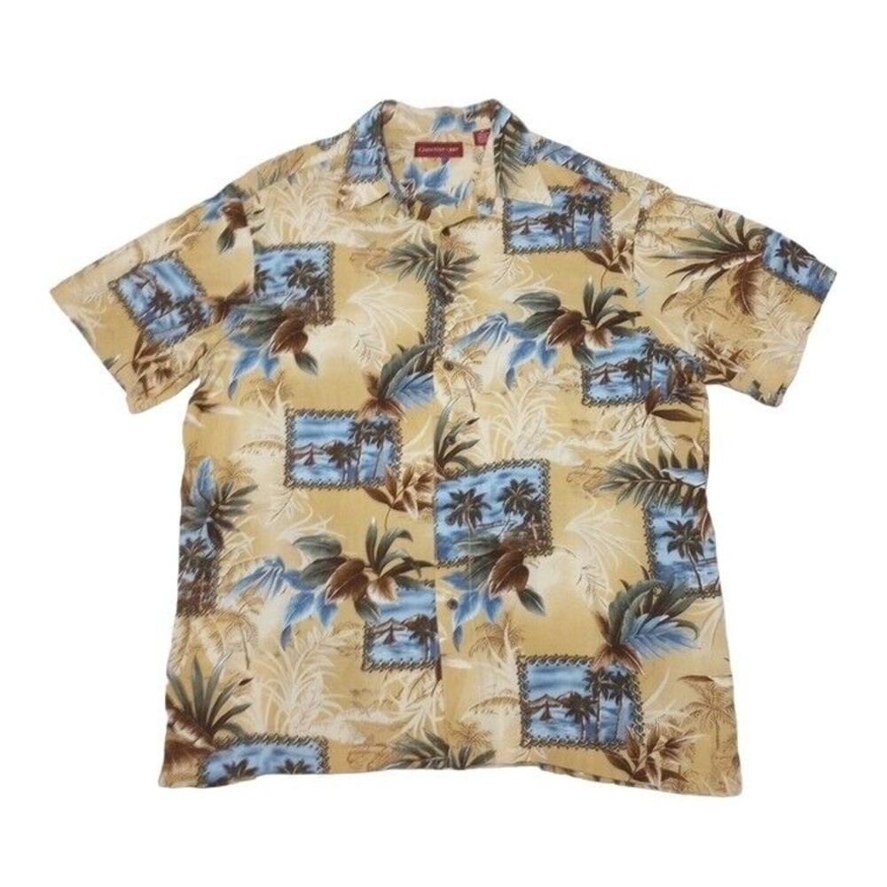 Junction West Men's XL Shirt Hawaiian Button Up‎ Short Sleeve Floral 100% Rayon